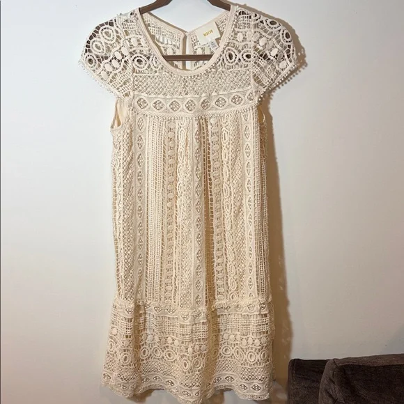 Maeve Crochet Tunic Dress - Sand - XSP - Cotton - Picture 3 of 12